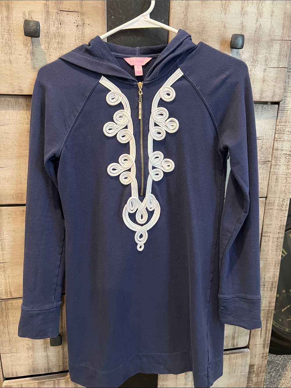 Women’s XS Lilly Pulitzer Navy Hooded Tunic with White Trim